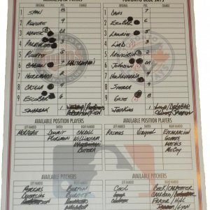 Game Used Lineup Card October 2, 2012
