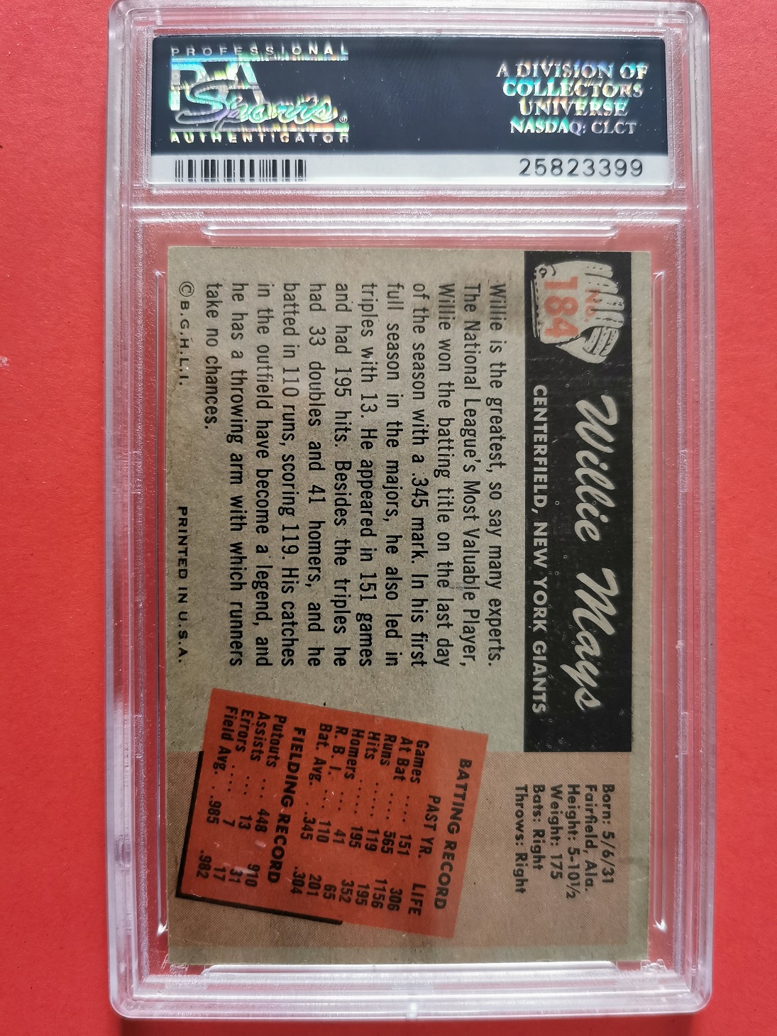1955 Bowman PSA 4 back.jpg