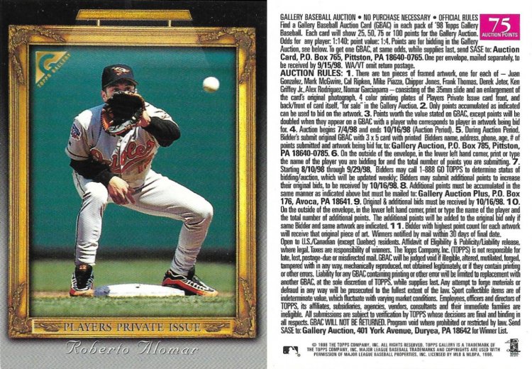 1998 Topps Gallery Players Private Issue Auction 75 Points #NNO.jpg
