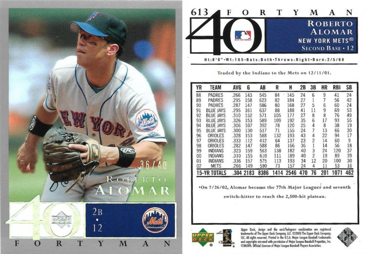 2003 Upper Deck 40-Man Rainbow #613 SN 40.jpg