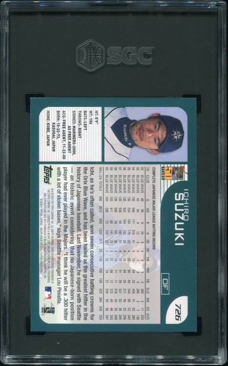 2004 Topps HTA Ichiro Suzuki SGC 9 Back.jpg