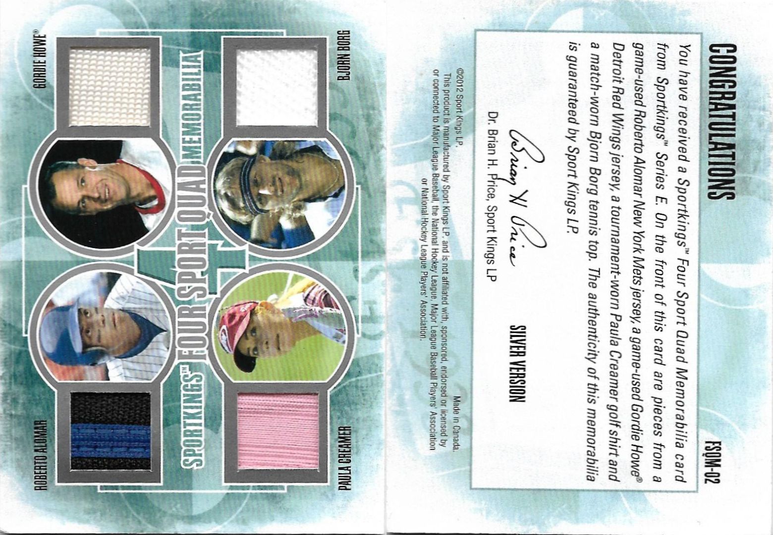 2012 Sportkings Four Sport Quad Memorabilia #FQSM-02.jpg