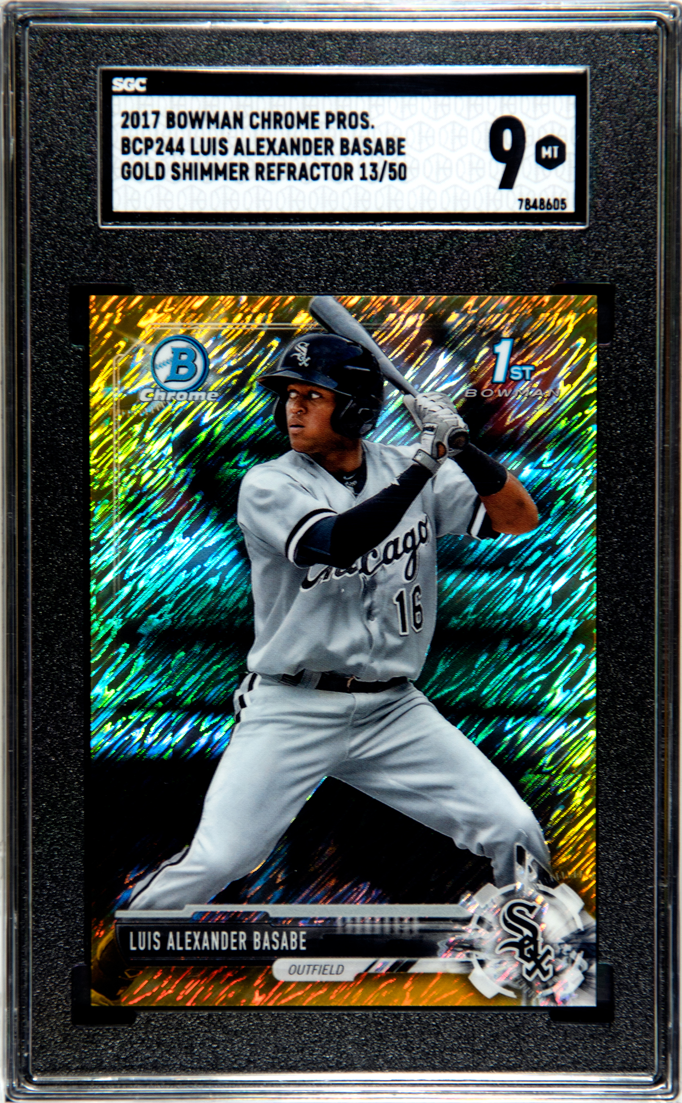2017_Bowman_Chrome_Draft_BCP244_LUIS_ALEXANDER_BASABE_Gold_Shimmer_Refractor_13-50__SGC-Grade-...jpg