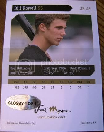 Rowell2006JustRookiesGlossy1of1Back.jpg