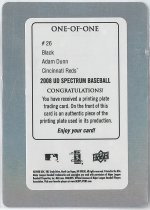 2008 Upper Deck Spectrum Black Printing Plate Adam Dunn #26, 1 of 1 BACK.jpg