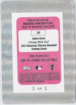 2013 Bowman Chrome Magenta Printing Plate Adam Dunn #59, 1 of 1 BACK.jpg
