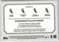 2013 Topps Museum Collection Four-Player Quad Patch Card (Dunn, Fisk, Konerko, Thomas) #PPFQP-...jpg