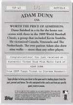 2009 Topps Authentic Ticket Stub #TSP-63, 1 of 1 BACK.jpg