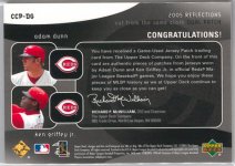 2005 Upper Deck Reflections Cut From The Same Cloth Dual Patch (Dunn, Griffey) #CCP-DG, 44 of ...jpg