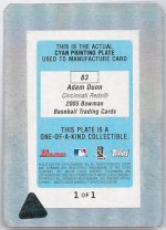 2005 Bowman Cyan Printing Plate Adam Dunn #83, 1 of 1 BACK.jpg