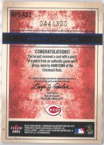 2003 Fleer Patchworks National Patchtime #NPT-AD2, 044 of 300 BACK.jpg