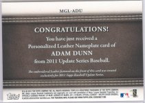 2011 Topps Manufactured Glove Leather Nameplate Black #MGL-ADU, 32 of 99 BACK.jpg