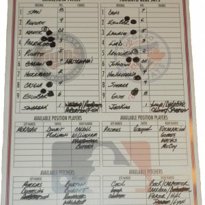 Game Used Lineup Card October 2, 2012