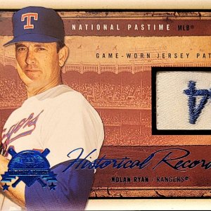 2005 fleer National patchtime Nolan Ryan Tag Patch