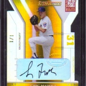 GREG MADDUX 2004 ELITE EXTRA GOLD STATUS AUTO 1/1