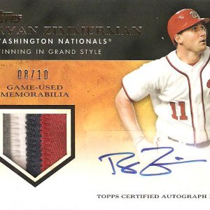 Ryan Zimmerman 2012 Topps Golden Moments Auto Patch SP (8/10).