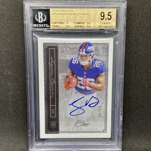 2018 Panini One #75 Saquon Barkley AU/49 BGS 9.5/10