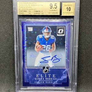 2018 Donruss Optic Rookie Elite Series Autographs Purple Stars #6 Saquon Barkley/50 BGS 9.5/10