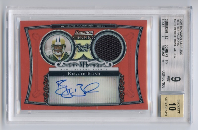 2006 Bowman Sterling Red Refractors #RB2 Reggie Bush AU JSY 1/1 BGS 9/10
