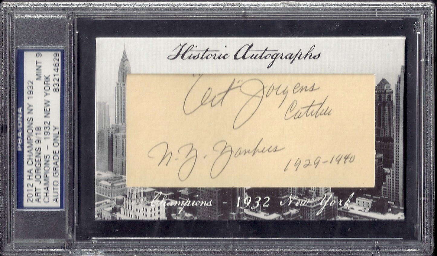 Art Jorgens 1932 Yanks PSA 9