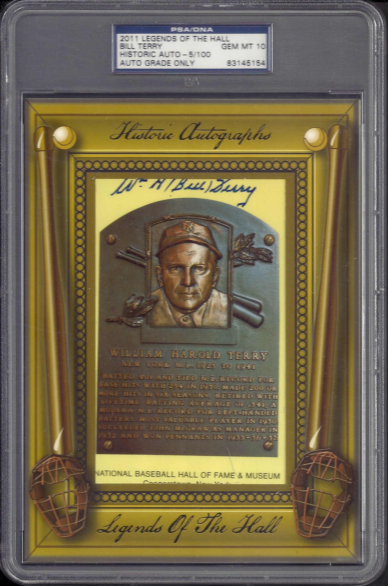 Bill Terry Auto PSA 10