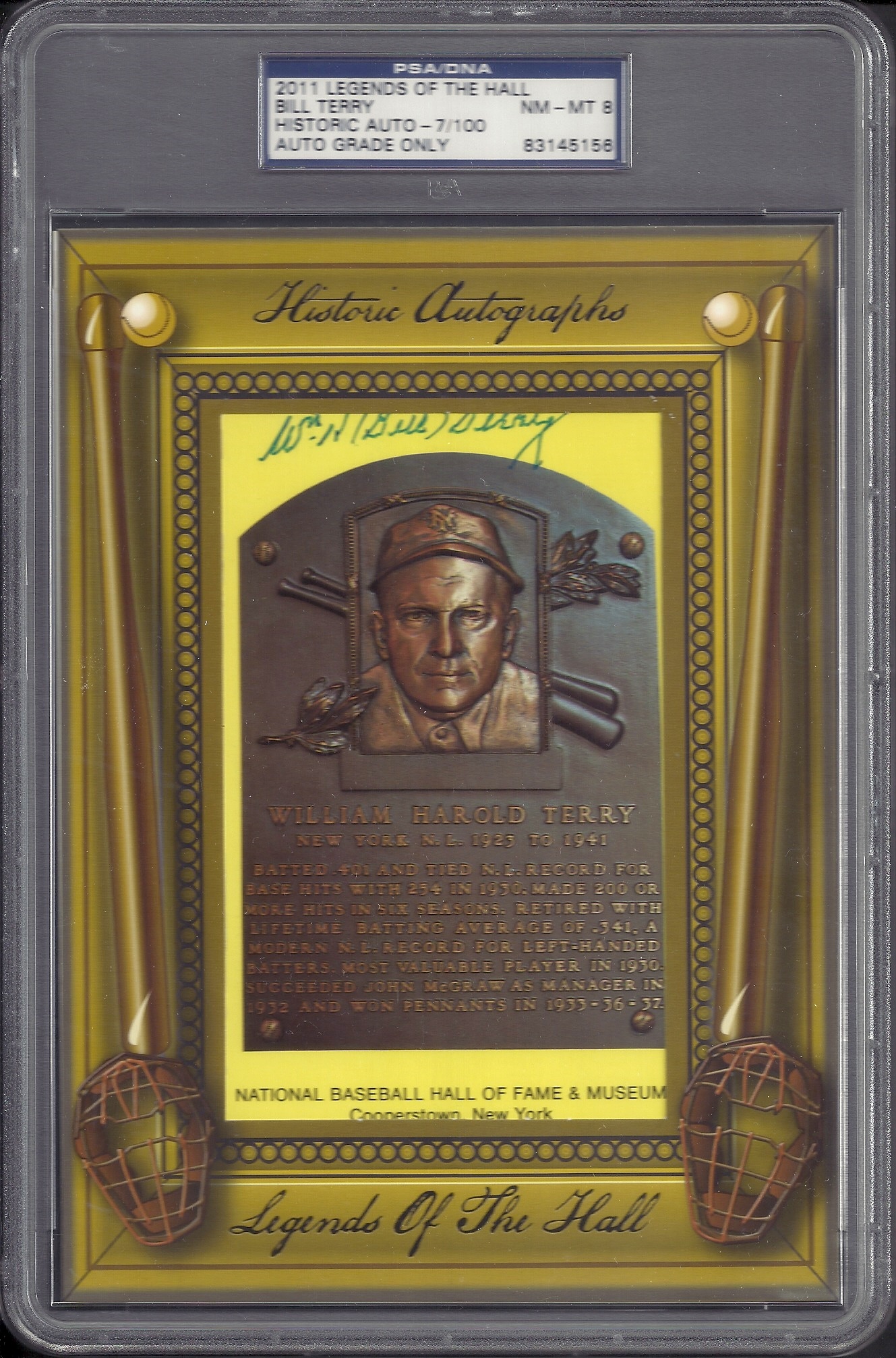 Bill Terry Auto PSA 8