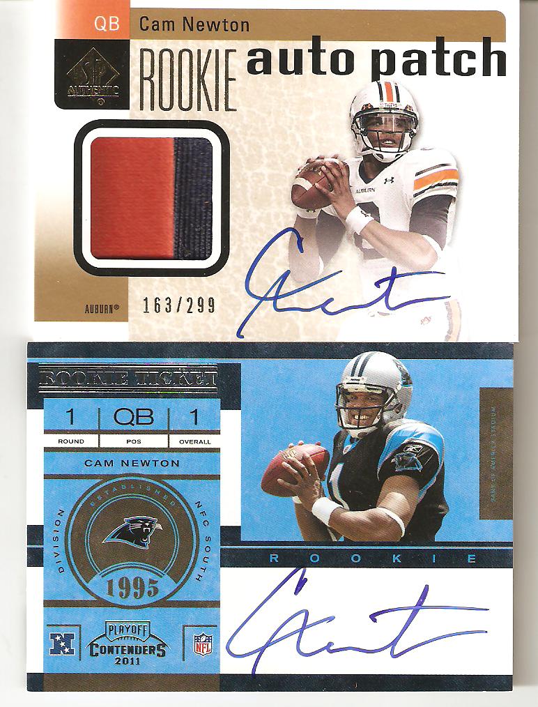 Cam Newton Sp Authentic Auto Patch RC and Contenders SP Auto RC.