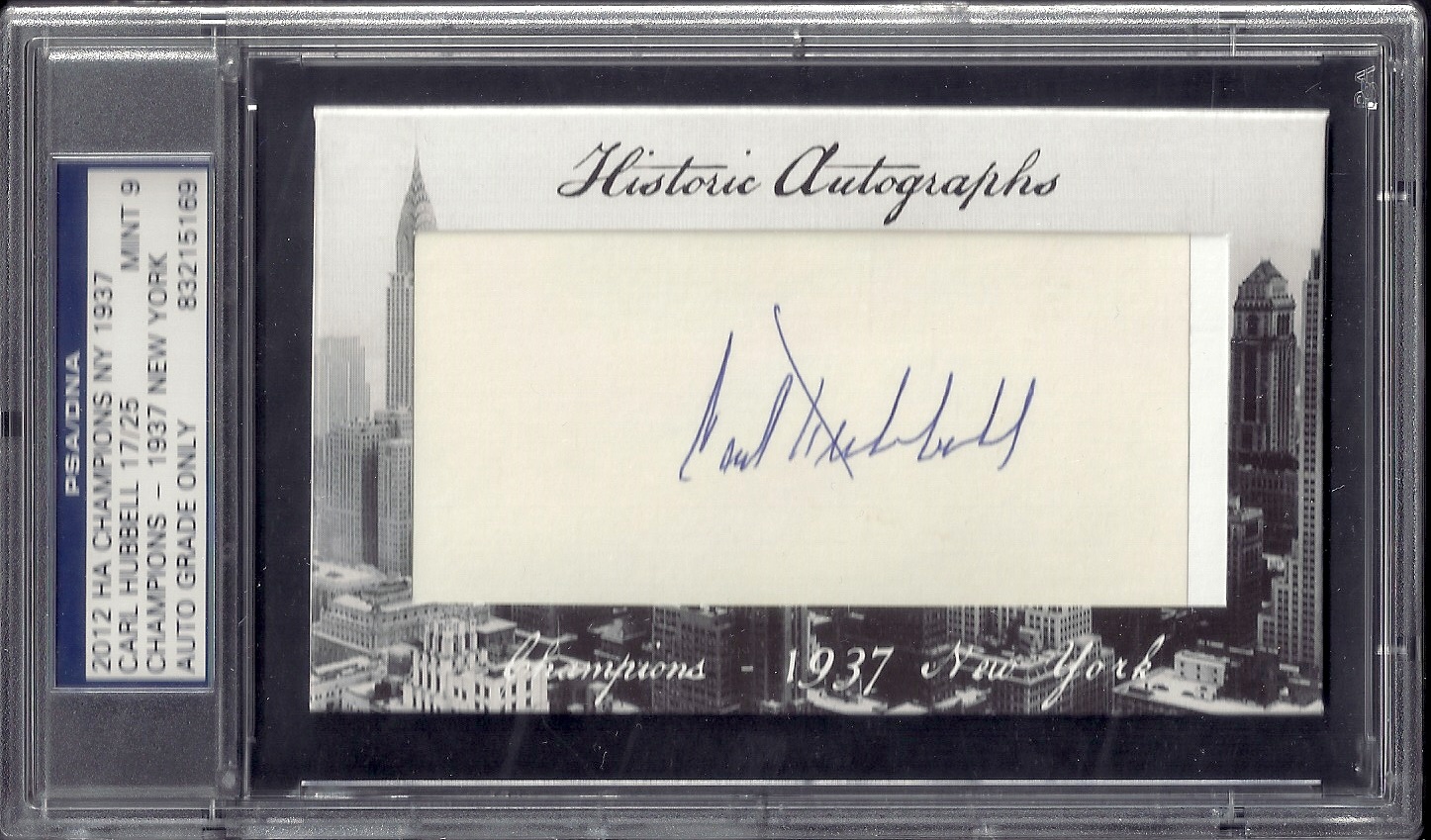 Carl Hubbell 1937 Giants PSA 9