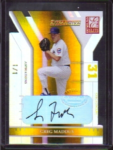 GREG MADDUX 2004 ELITE EXTRA GOLD STATUS AUTO 1/1