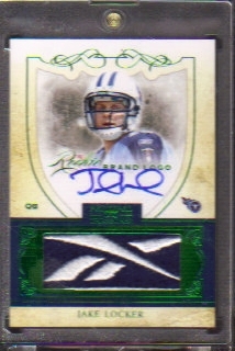 JAKE LOCKER 2012 NATIONAL TREASURES REEBOK LOGO RC AUTO /10
