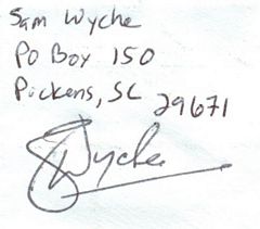 Sam Wyche envelope