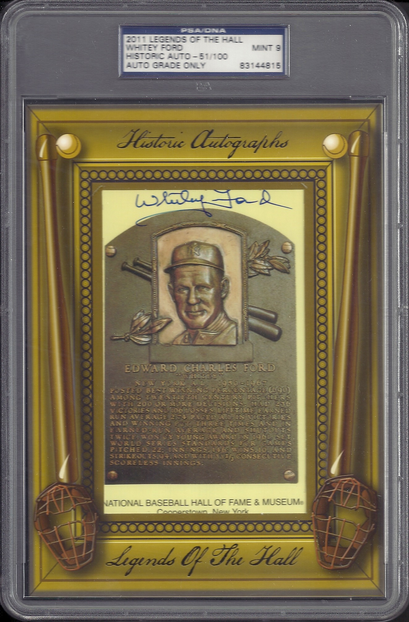 Whitey Ford Auto PSA 9