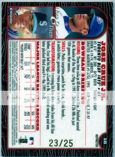 JoseCruzJr1999BowmanChromeGoldRefractor23of2518Rear.jpg